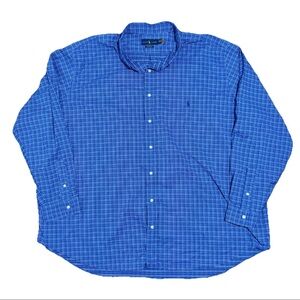 Polo Ralph Lauren Button Down Performance Plaid Shirt Pony Mens 4XB Stretch Blue